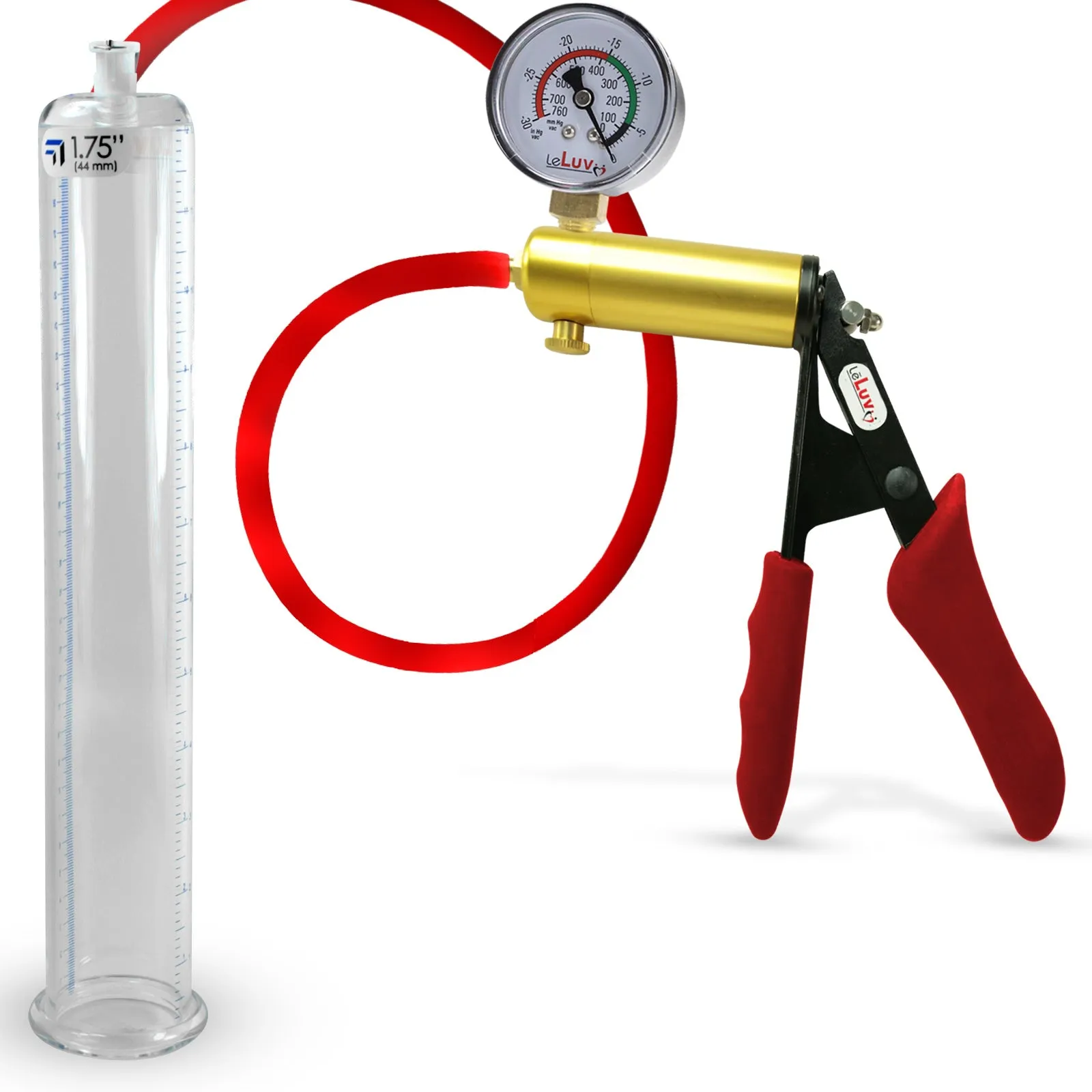 Ultima Red Penis Pump | Premium Grips & Hose   Gauge | 9" No Accessories