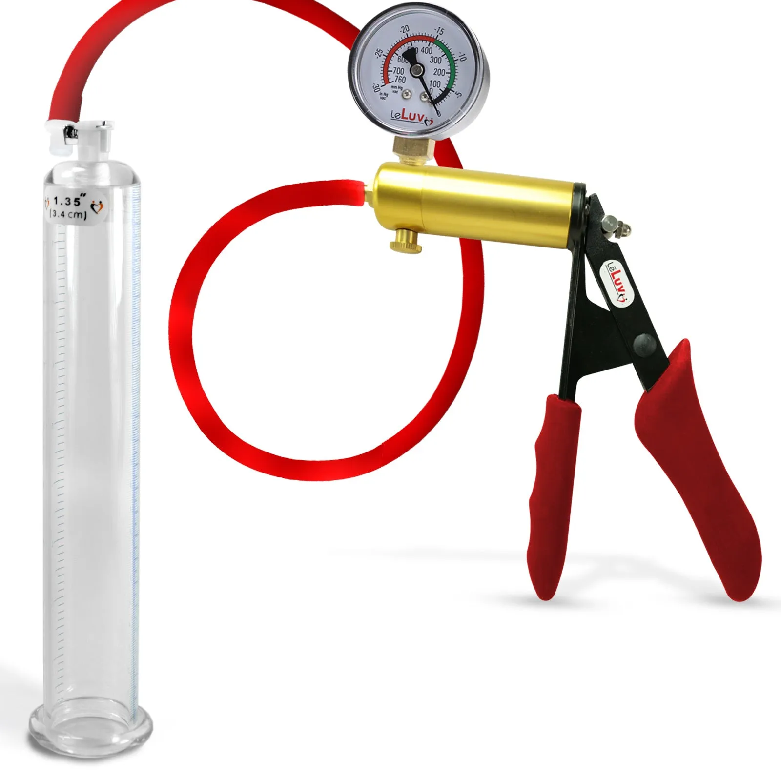 Ultima Red Penis Pump | Premium Grips & Hose   Gauge | 9" No Accessories