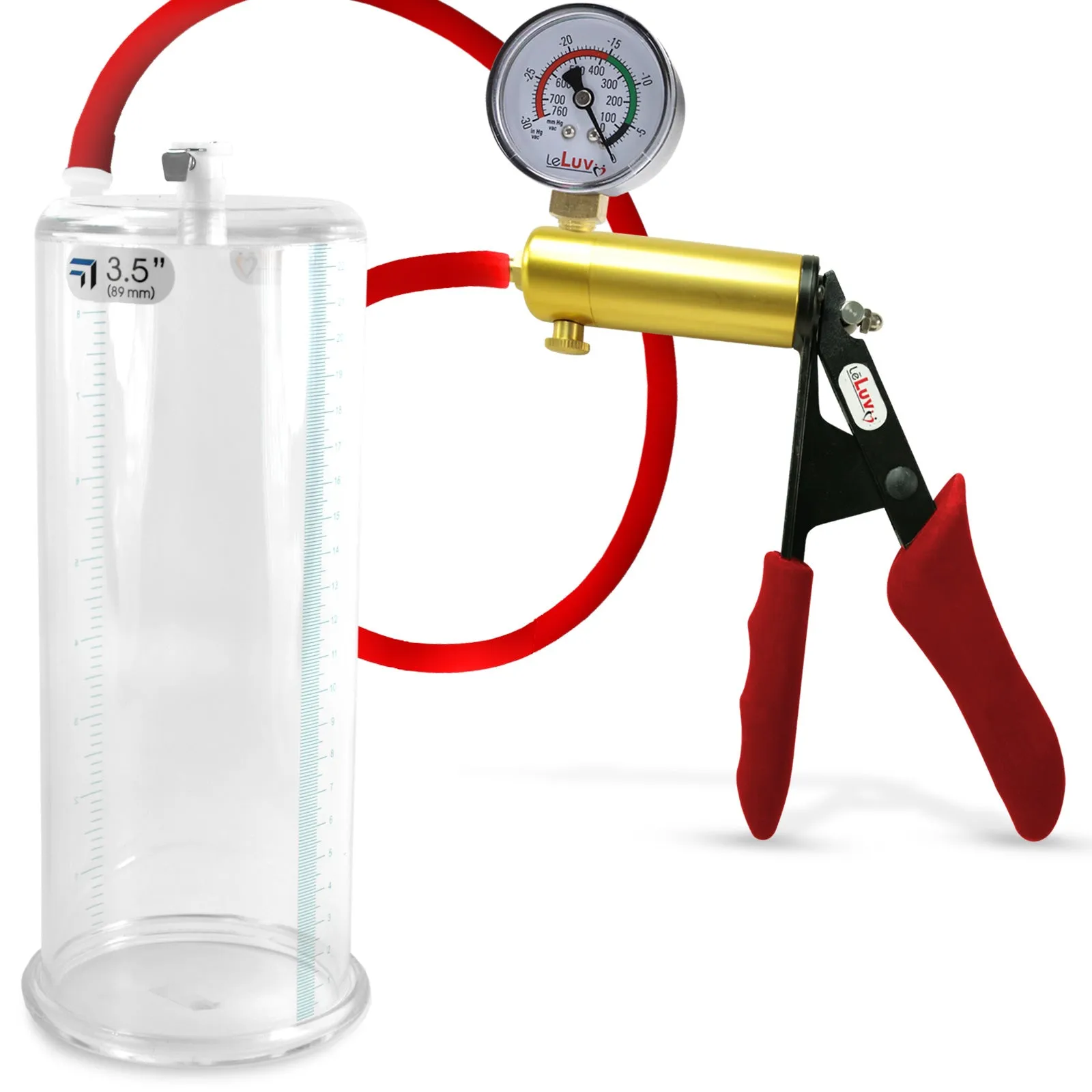 Ultima Red Penis Pump | Premium Grips & Hose   Gauge | 9" No Accessories