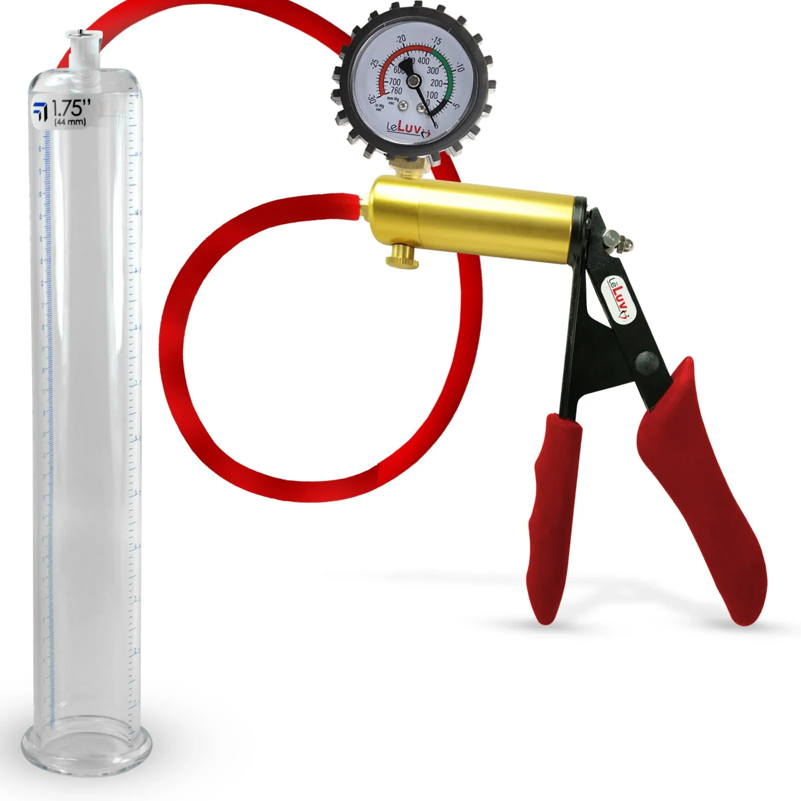 Ultima Red Penis Pump | Premium Grips & Hose   Gauge | 9" No Accessories