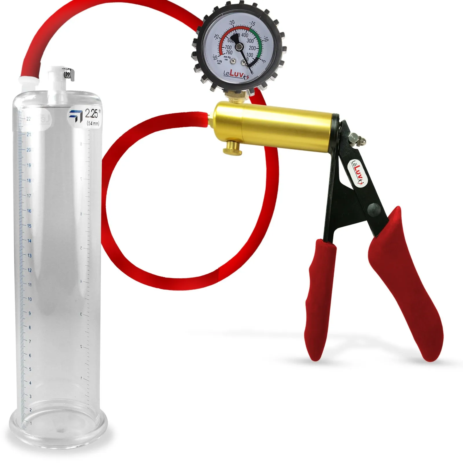 Ultima Red Penis Pump | Premium Grips & Hose   Gauge | 9" No Accessories