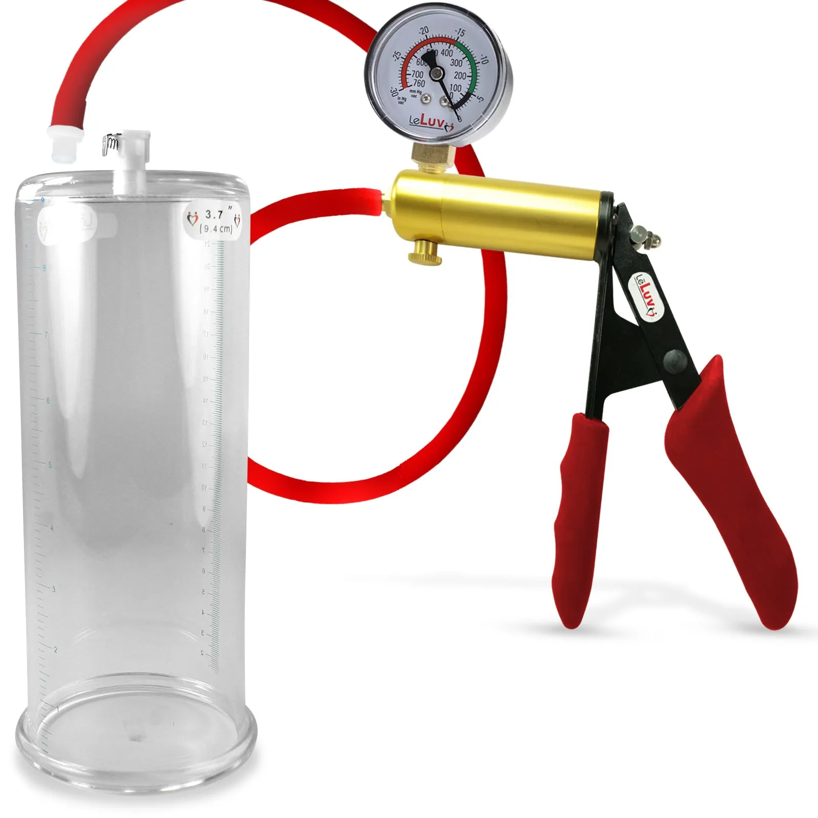 Ultima Red Penis Pump | Premium Grips & Hose   Gauge | 9" No Accessories