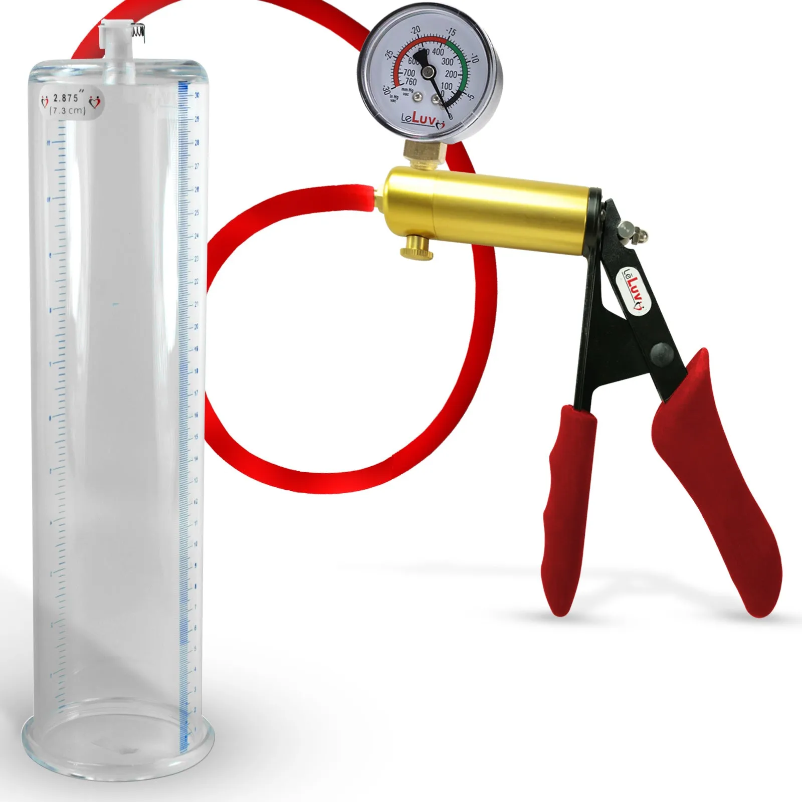 Ultima Red Penis Pump | Premium Grips & Hose   Gauge | 9" No Accessories