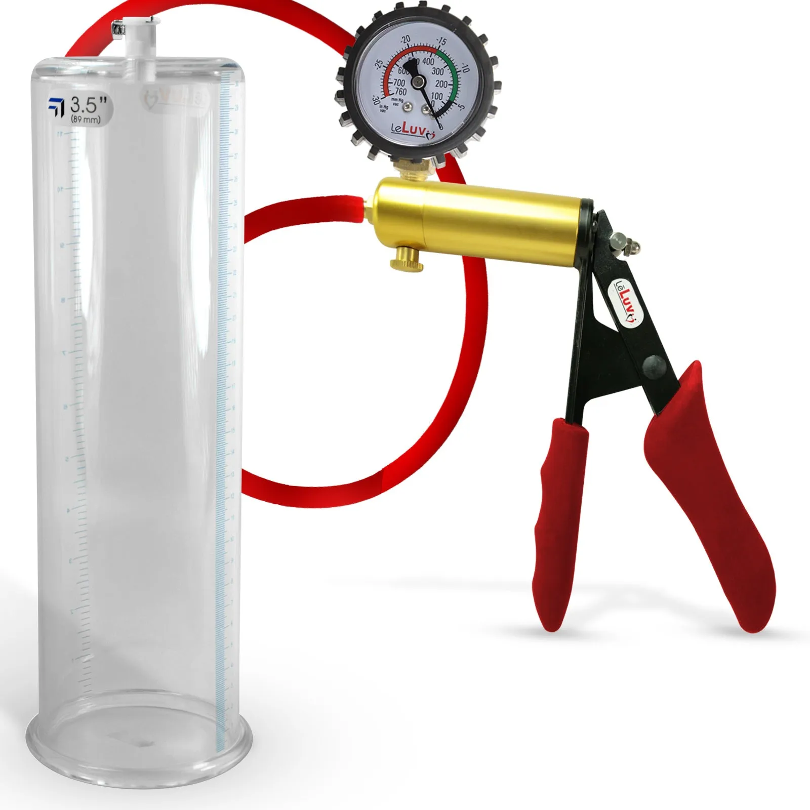 Ultima Red Penis Pump | Premium Grips & Hose   Gauge | 9" No Accessories