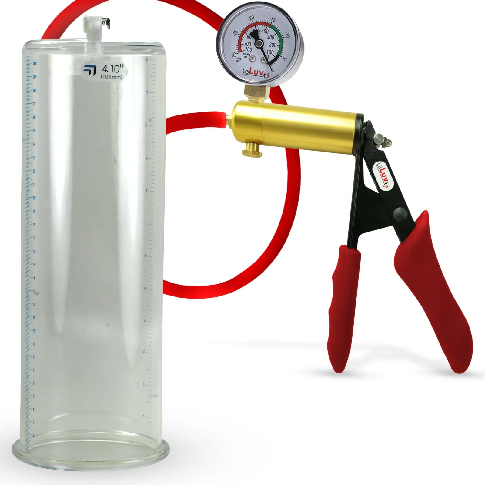 Ultima Red Penis Pump | Premium Grips & Hose   Gauge | 9" No Accessories