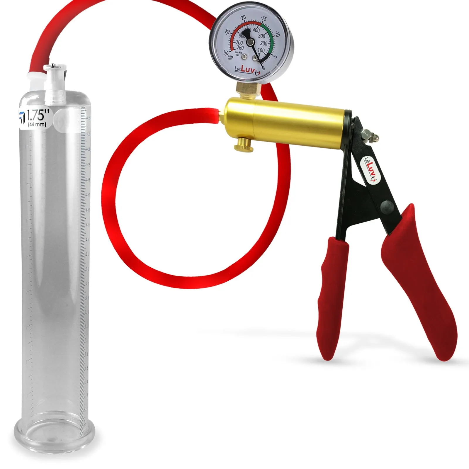 Ultima Red Penis Pump | Premium Grips & Hose   Gauge | 9" No Accessories