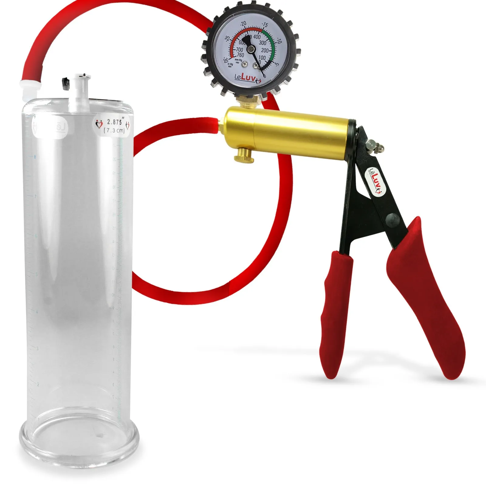 Ultima Red Penis Pump | Premium Grips & Hose   Gauge | 9" No Accessories