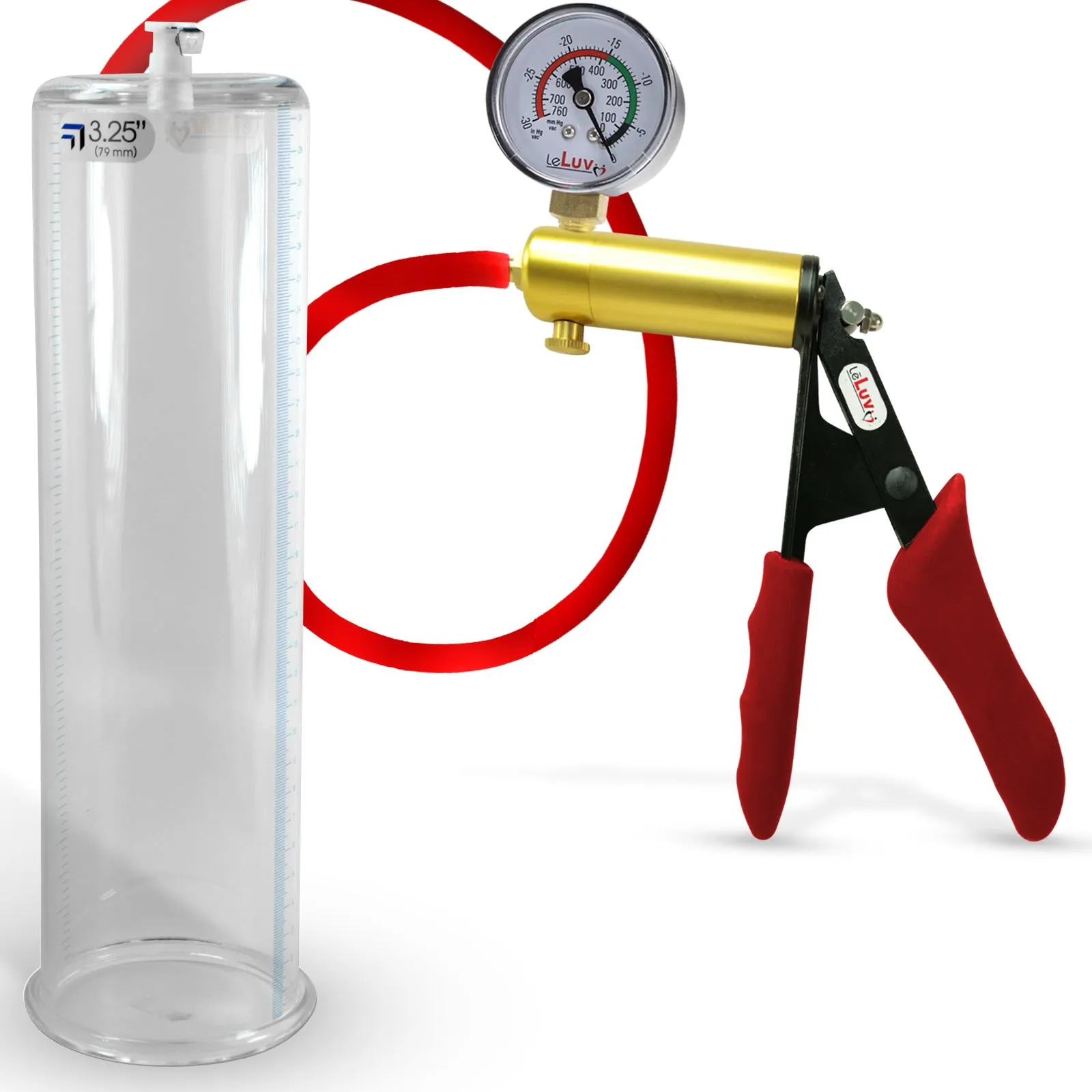 Ultima Red Penis Pump | Premium Grips & Hose   Gauge | 9" No Accessories