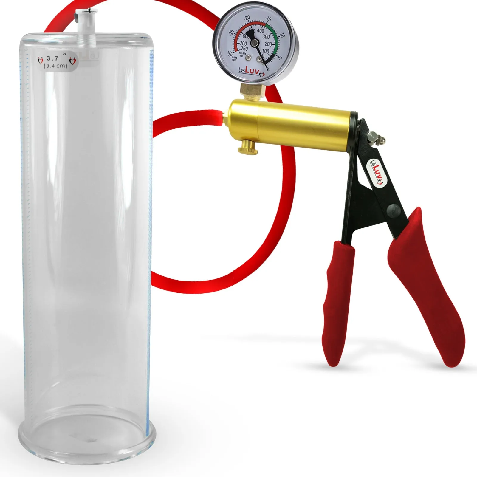 Ultima Red Penis Pump | Premium Grips & Hose   Gauge | 9" No Accessories