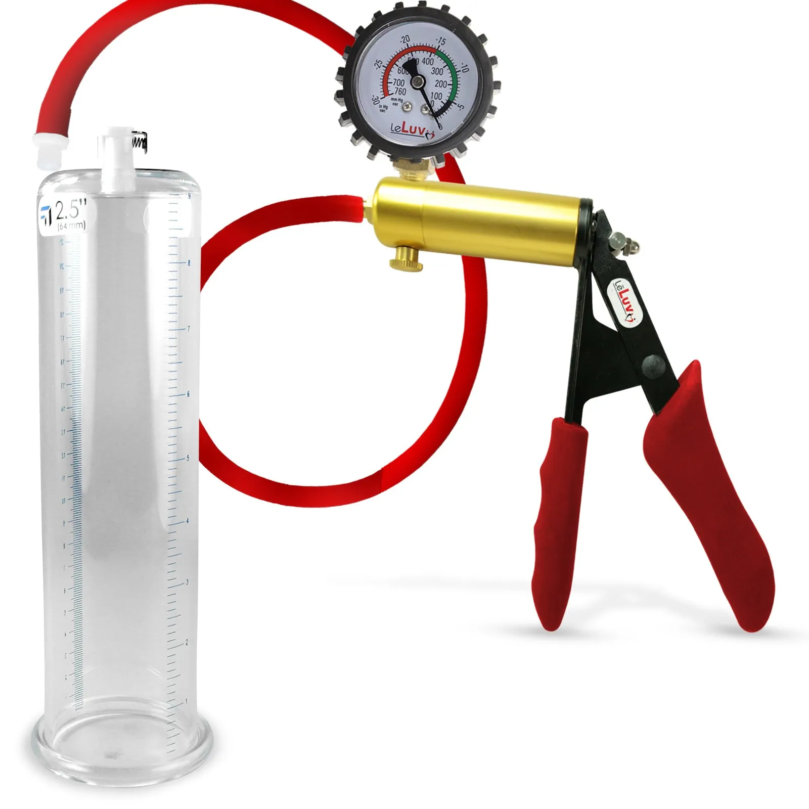 Ultima Red Penis Pump | Premium Grips & Hose   Gauge | 9" No Accessories