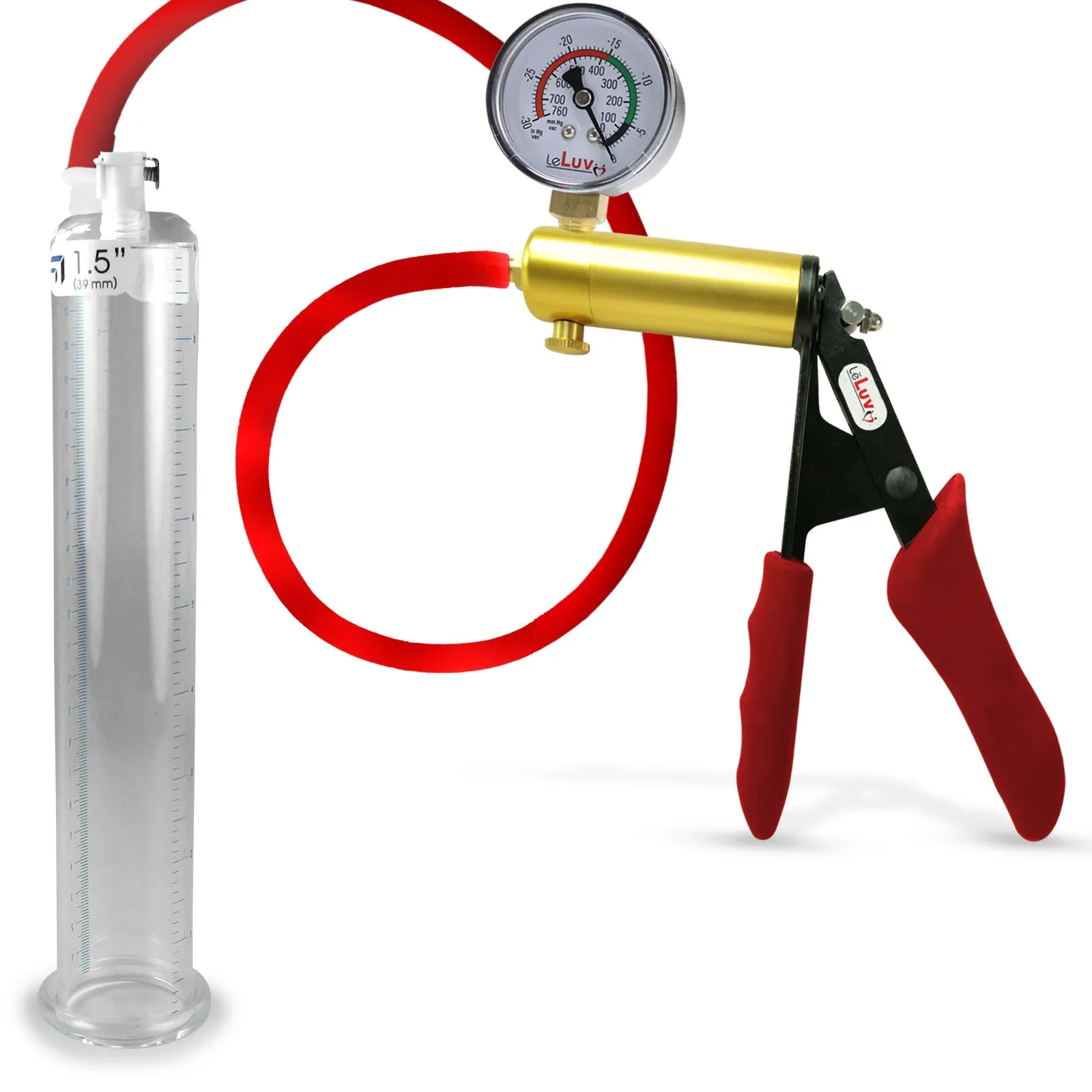 Ultima Red Penis Pump | Premium Grips & Hose   Gauge | 9" No Accessories