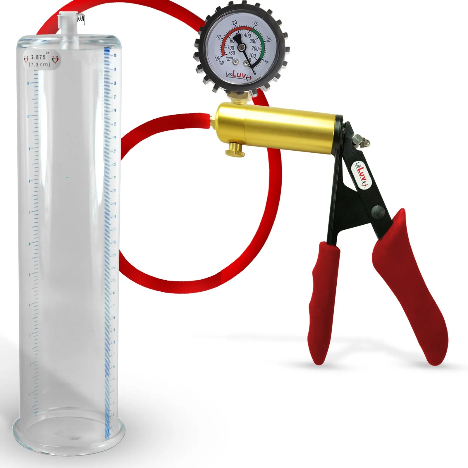 Ultima Red Penis Pump | Premium Grips & Hose   Gauge | 9" No Accessories