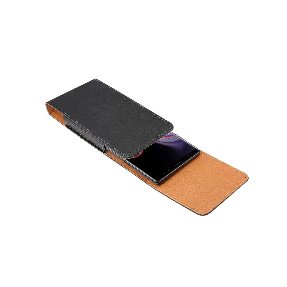 Universal Litchi Læder Flip Cover til Smartphones Sort - (Maks. Mobil: 165 x 83 x 18 mm)