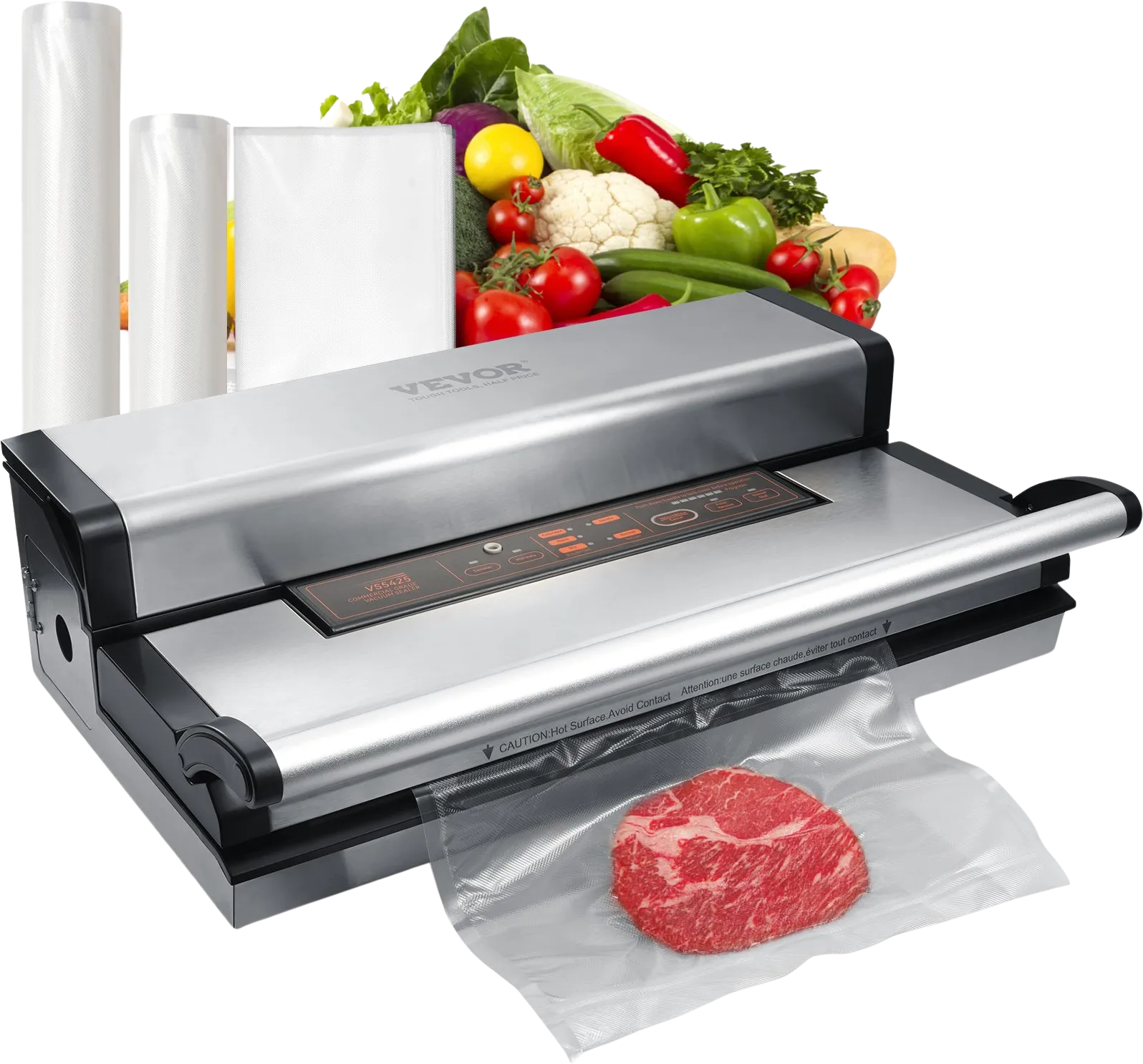 Vevor Vacuum Sealer Machine 350W Dual Pump Automatic Manual Seal Built-in Cutter Dry and Moist Food New