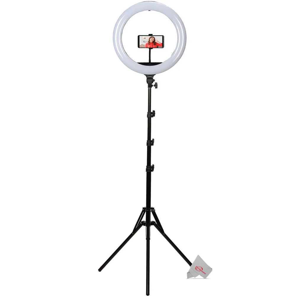 Vivitar 18" Led Ring Light Dimmable Lamp For Iphone Smartphone With 63" Light Stand