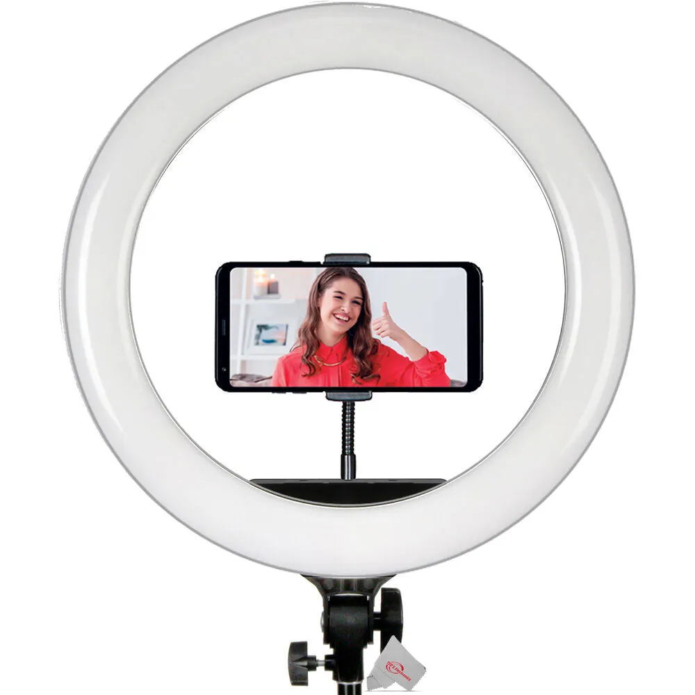 Vivitar 18" Led Ring Light Dimmable Lamp For Iphone Smartphone With 63" Light Stand