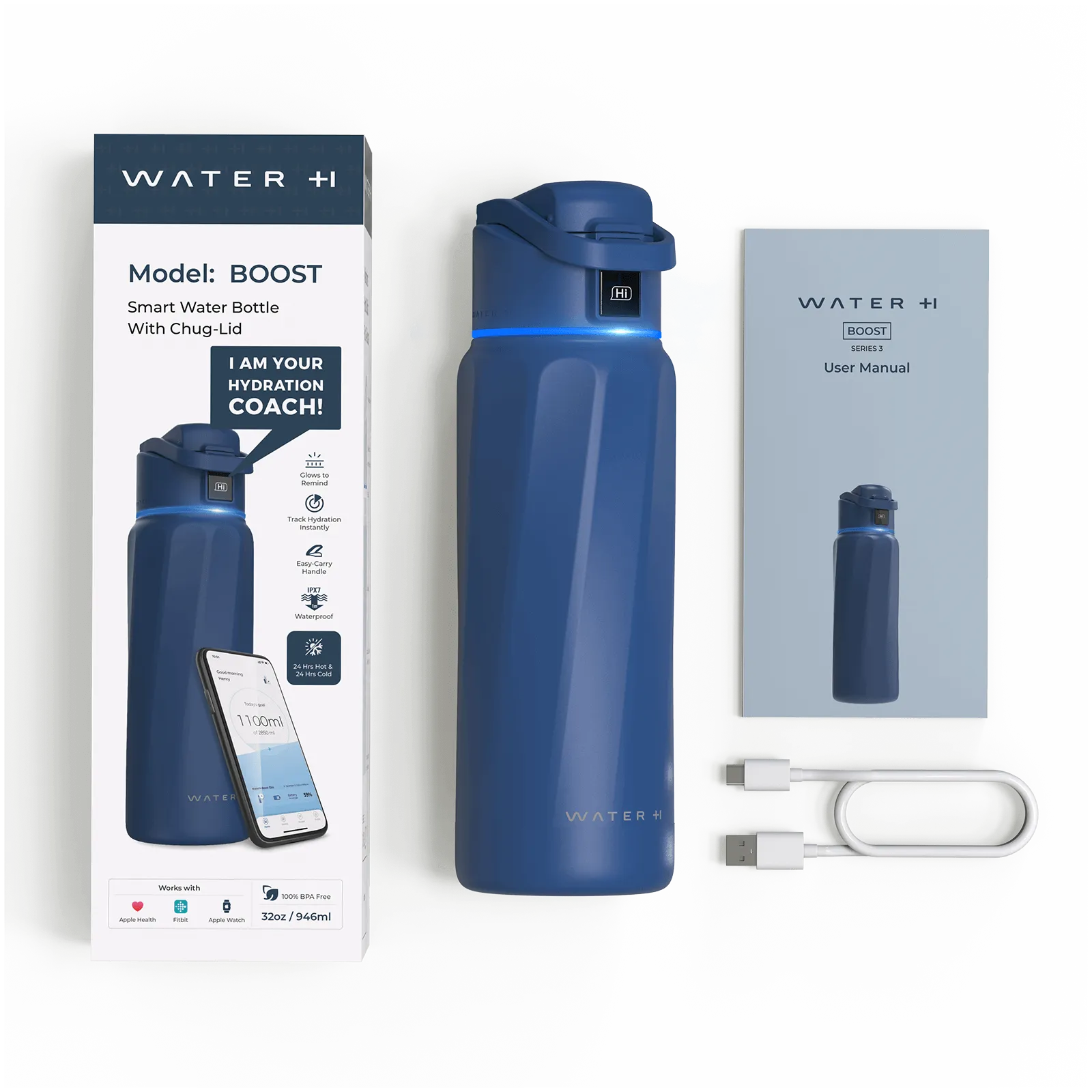 WaterH Boost Smart Water Bottle 32oz