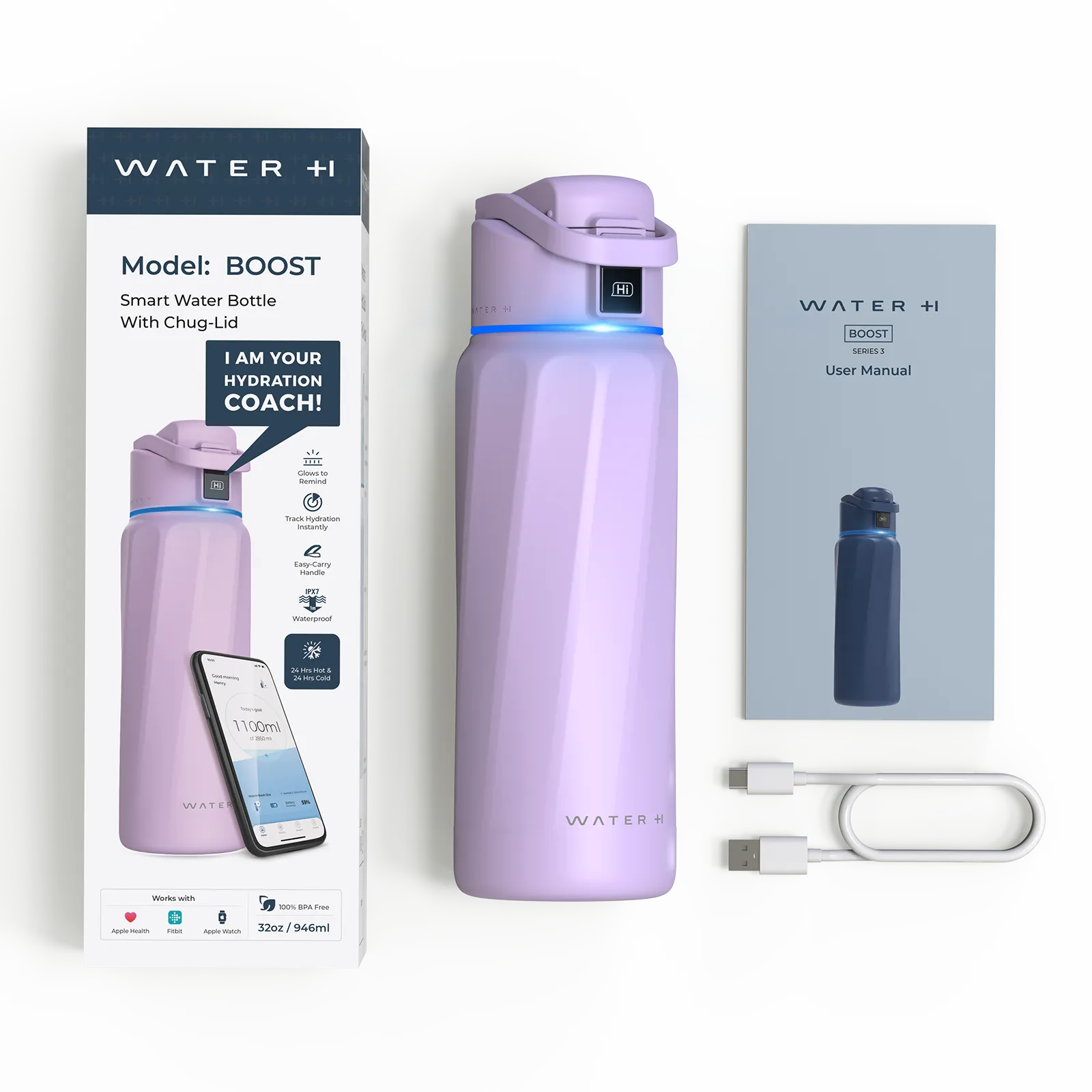 WaterH Boost Smart Water Bottle 32oz