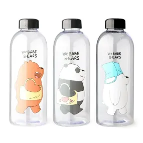 'We Bare Bears' Plastic Water Bottle with Straw(5463)-White Bear