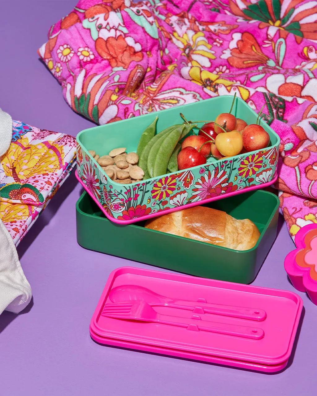 What's For Lunch? Stacking Lunch Box Set - Magic Garden Mint